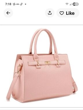 Elegant Pink Structured Tote Bag - Soft Pink